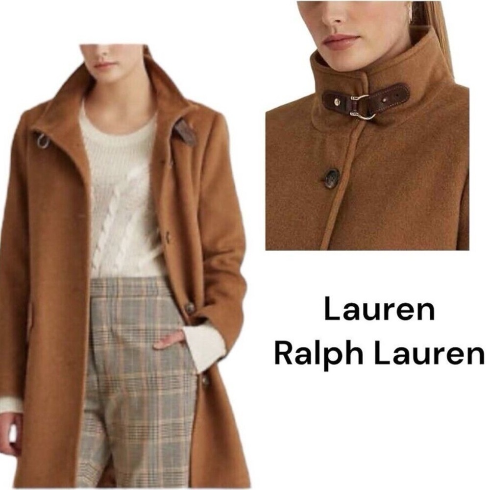 Lauren Ralph Lauren Womens Wool Blend Full Length Camel Coat